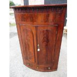 A large wall mounted mahogany corner cupboard