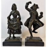 A pair of 19thC. mounted bronze dancing figures ap