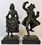 A pair of 19thC. mounted bronze dancing figures ap