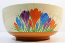 A Clarice Cliff Crocus pattern bowl 7.75in wide