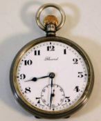 A Record silver pocket watch, no glass