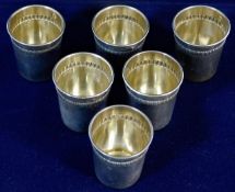 A set of six art deco French silver shots approx.