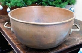 A large Victorian copper toffee making bowl with b