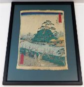 An antique Japanese woodblock coloured print signe