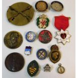 A quantity of mixed badges including rifle club tw