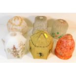 Six vintage glass lamp shades