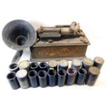 An Edison phonograph with cylinders a/f