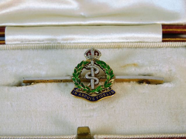 A 14ct gold & platinum medical corps sweetheart br