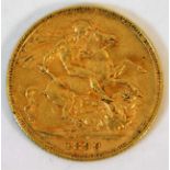 A 1899 Victorian full gold sovereign
