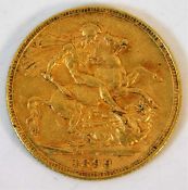 A 1899 Victorian full gold sovereign