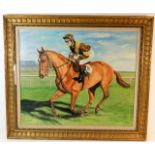 An oil painting of racehorse titled Pride Of Barne