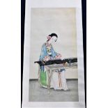 A c.1900 Chinese watercolour scroll with figurativ