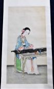 A c.1900 Chinese watercolour scroll with figurativ