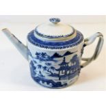 An 18thC. Chinese porcelain teapot, repair to spout 9.625in spout to handle & small repair to rim &