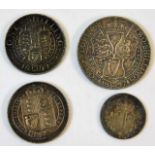 A Victorian 1897 two shillings, an 1899 shilling,