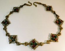 A heavy brass Islamic jewelled lantern chain appro