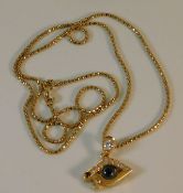 An 18ct gold necklace & eye shaped pendant 10.3g