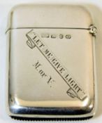 A silver vesta case with motto "Let Me Give Light"