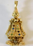 A 9ct gold gold articulated clown pendant 7.9g