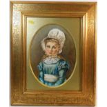 A gilt framed & mounted painting on porcelain pane