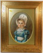 A gilt framed & mounted painting on porcelain pane