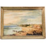 A 19thC. Cornish school oil painting of beach scen