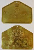 The Green Howards & Essex Regiment brass bed plaqu