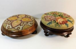 Two upholstered Victorian footstools, 15.75in & 13