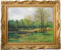An unsigned Devon woodland oil scene mounted withi