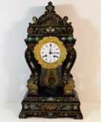 A 19thC. French boulle work portico style clock wi