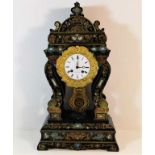 A 19thC. French boulle work portico style clock wi