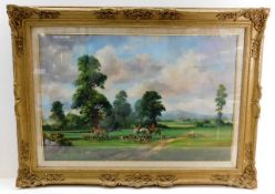 An Irish School oil on canvas in swept gilt frame