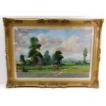 An Irish School oil on canvas in swept gilt frame