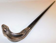 A gents ebonised walking cane, possibly stained ho