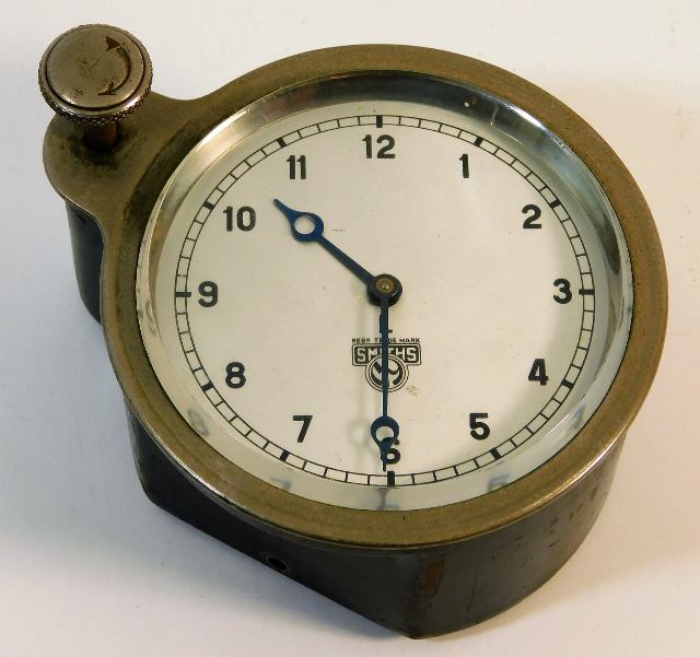 A vintage Smiths brass mounted motor car clock