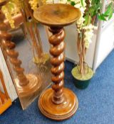 A Victorian mahogany barley twist torchere 34in hi