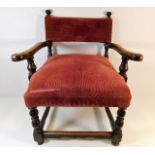 A Victorian oak childs upholstered chair approx. 1