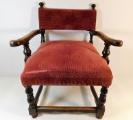 A Victorian oak childs upholstered chair approx. 1