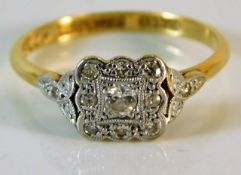 An early 20thC. 18ct ring set with approx. 0.15ct