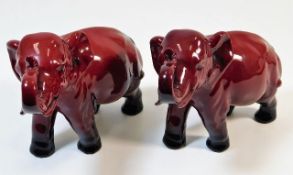 A pair of Royal Doulton flambe porcelain elephants