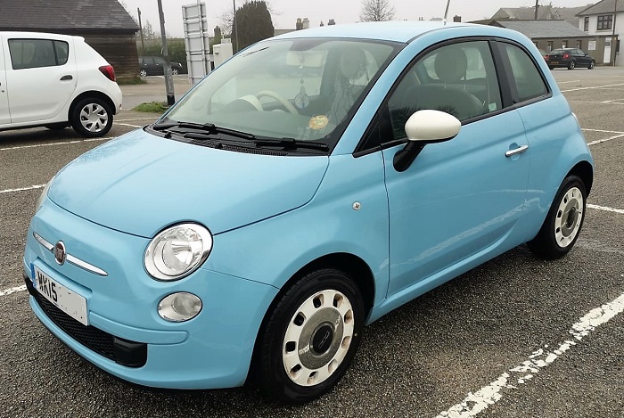 A 2015 Fiat 500 Colour Therapy motor car 42k miles