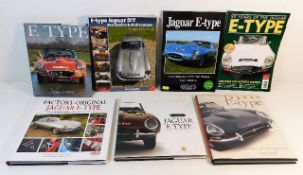 Seven books relating to motor car E-Type Jaguar