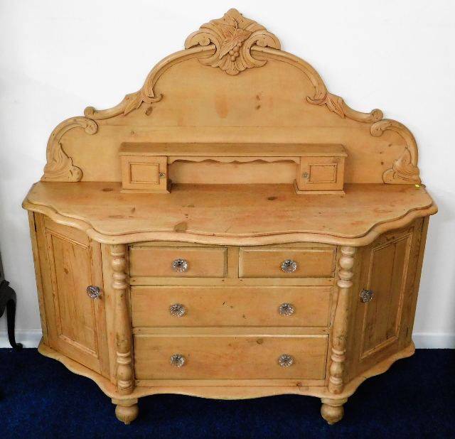 A Victorian pine chiffonier set with three main dr
