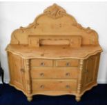 A Victorian pine chiffonier set with three main dr