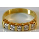 A yellow metal half eternity ring set with approx. 0.5ct diamond size 4.2g size M/N