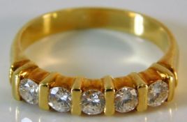 A yellow metal half eternity ring set with approx. 0.5ct diamond size 4.2g size M/N