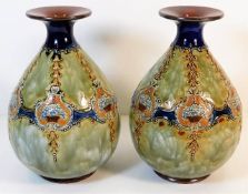 A pair of Royal Doulton stoneware vases 9.5in high