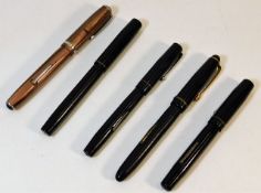 Five fountain pens including Watermans, Swan & Eas