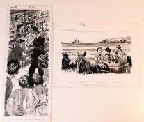 Two original ink sketches for Enid Blyton book by