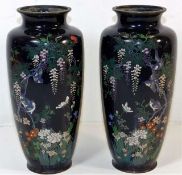 A pair of c.1900 Japanese cloisonne vases 9.75in h